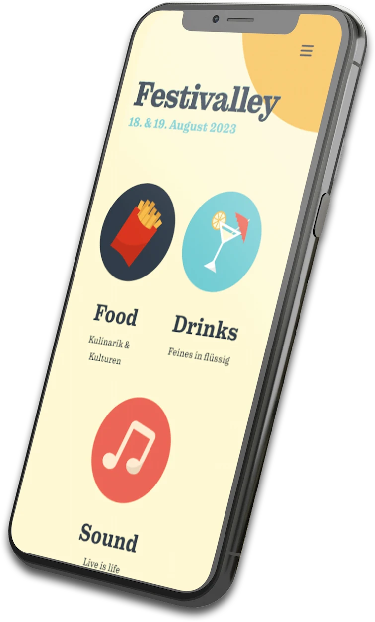 Telefon mit Website von Festivalley