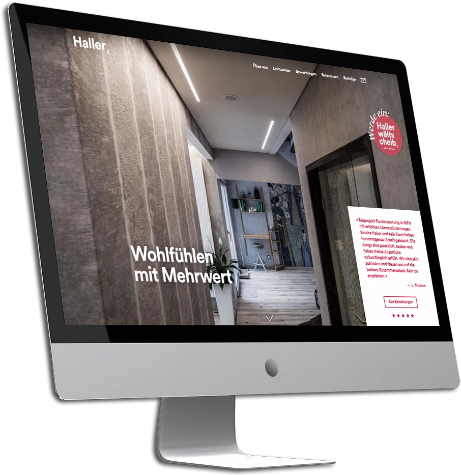 Screen Mockup mit Website von Haller