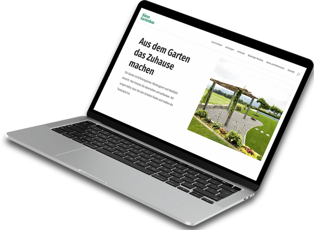 Laptop mit Website von Süess Gartenbau