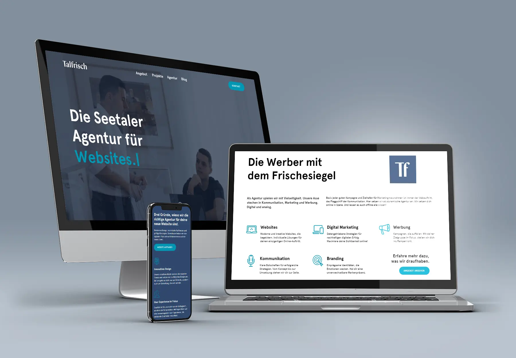 Mockup Design Website Werbeagentur Talfrisch